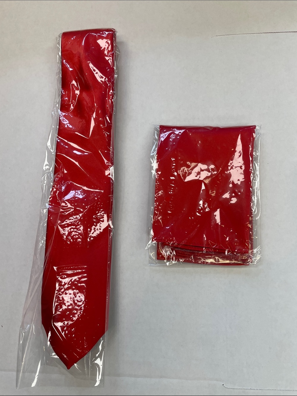 Red Men's Tie and Pocket Square Set